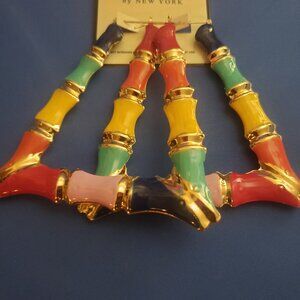 Rainbow colored bamboo earrings